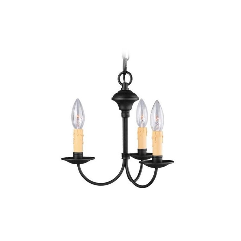 Black 3-Light Mini Chandelier with Candelabra Bulbs