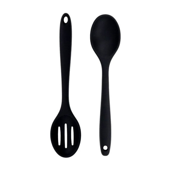 446°F Heat Resistant Silicone Spoon Slotted Kitchen Cooking Spoon, Nonstick Long Rubber Utensil, Sturdy For Mixing, Serving, Stirring, Draining