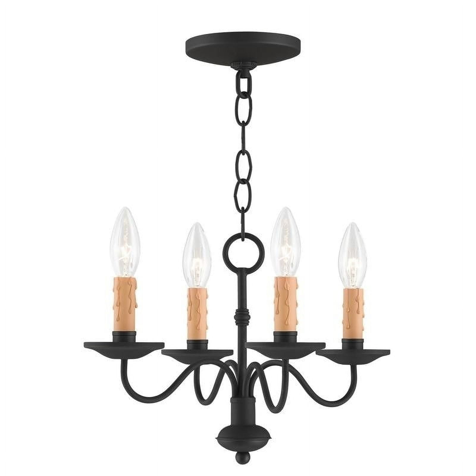 Heritage Elegance 4-Light Black Mini Chandelier with Faux Candle Drip Guards