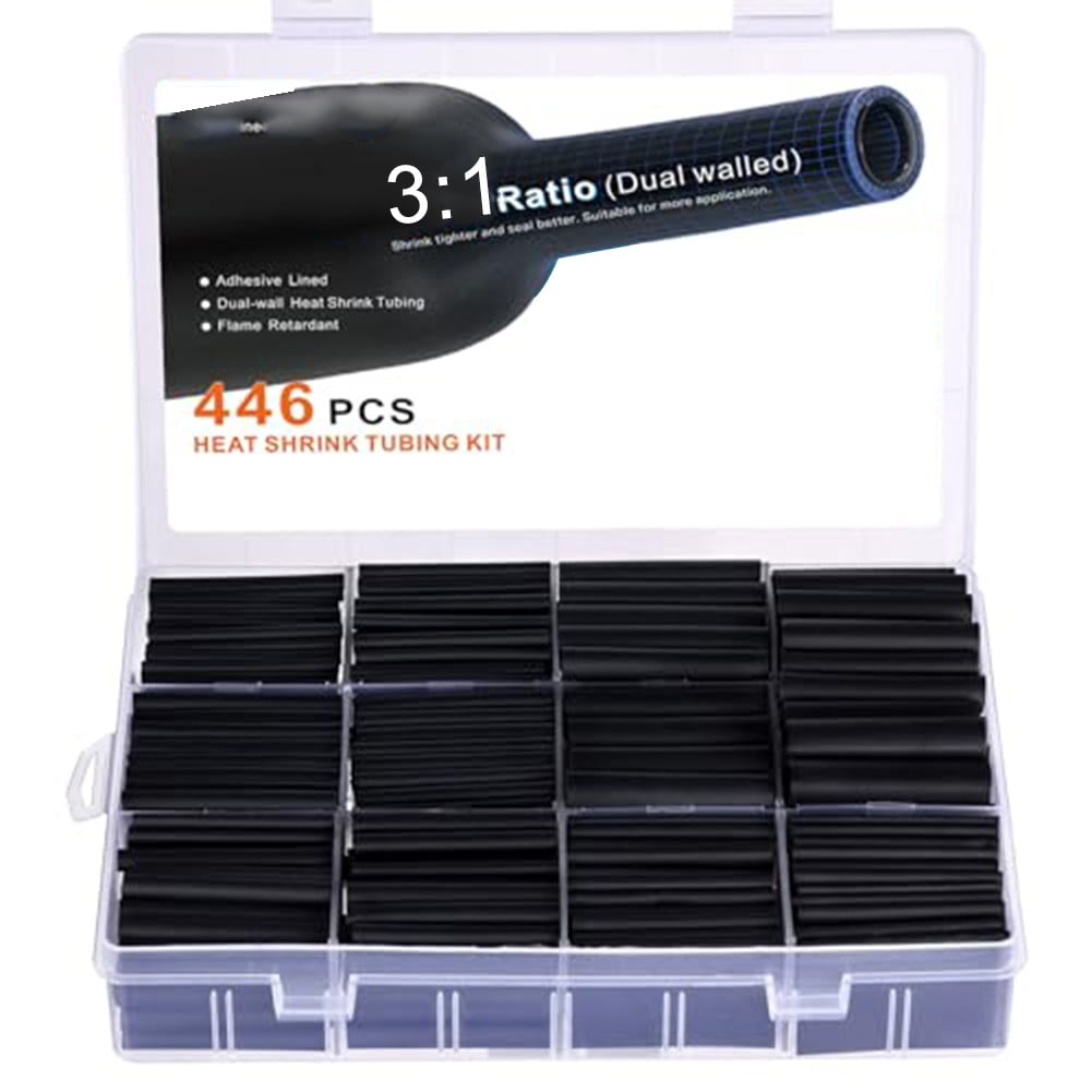 446Pcs Heat Shrink Tubing Kit 3:1 Ratio For Industry Ships Wire Connections Etc