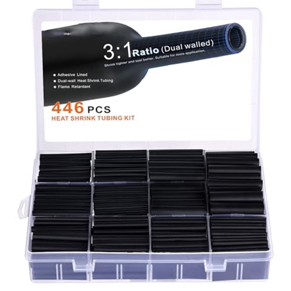 446Pcs Heat Shrink Tubing Kit 3:1 Ratio For Industry Ships Wire Connections Etc