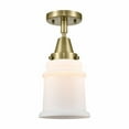 thumbnail image 1 of 447-1C-AB-G181-Innovations Lighting-Canton - 1 Light Flush Mount In Industrial Style-10 Inches Tall and 6 Inches Wide-Antique Brass Finish-Matte White, 1 of 1
