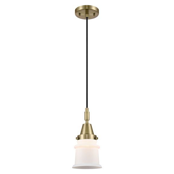 447-1P-AB-G181S Innovations Lighting Canton - 1 Light Cord Hung Mini Pendant-5.25 Inch Wide and 11.13 Inch Tall-Antique Brass Finish-Matte White Glass