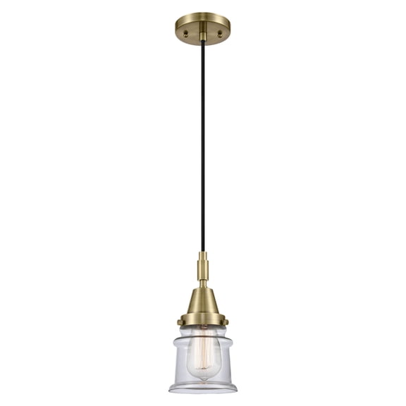 447-1P-AB-G182S Innovations Lighting Canton - 1 Light Cord Hung Mini Pendant-5.25 Inch Wide and 11.13 Inch Tall-Antique Brass Finish-Clear Glass Color