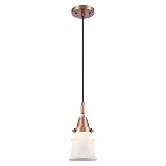 447-1P-AC-G181S Innovations Lighting Canton - 1 Light Cord Hung Mini Pendant-5.25 Inch Wide and 11.13 Inch Tall-Antique Copper Finish-Matte White