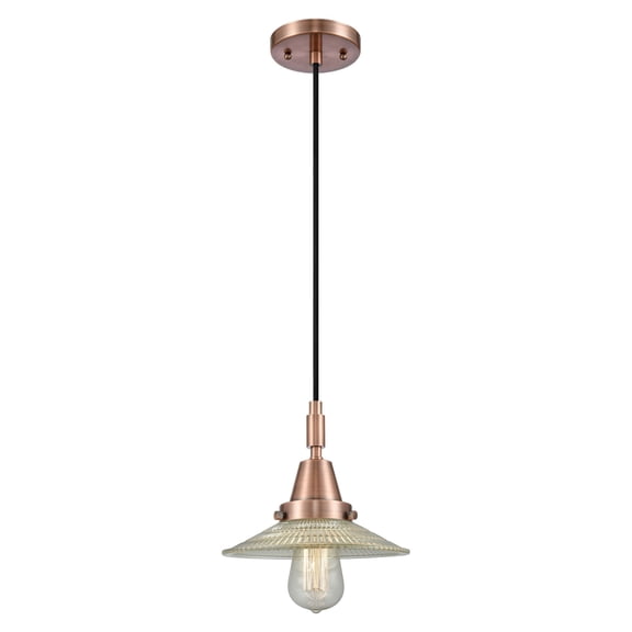 447-1P-AC-G2 Innovations Lighting Halophane - 1 Light Cord Hung Mini Pendant-8.5 Inch Wide and 9.13 Inch Tall-Antique Copper Finish-Clear Halophane