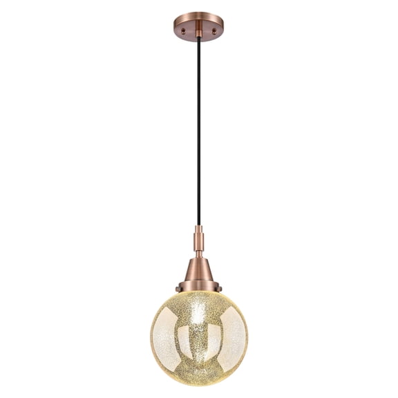 447-1P-AC-G208-8 Innovations Lighting Beacon - 1 Light Cord Hung Mini Pendant-12.63 Inch Tall and 8 Inch Wide-Antique Copper Finish-Mercury Glass