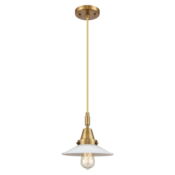 447-1P-BB-G1 Innovations Lighting Halophane - 1 Light Cord Hung Mini Pendant-8.5 Inch Wide and 9.13 Inch Tall-Brushed Brass Finish-Matte White