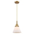 thumbnail image 1 of 447-1P-BB-G41 Innovations Lighting Cone - 1 Light Cord Hung Mini Pendant-7.75 Inch Wide and 11.13 Inch Tall-Brushed Brass Finish-Matte White Glass, 1 of 7