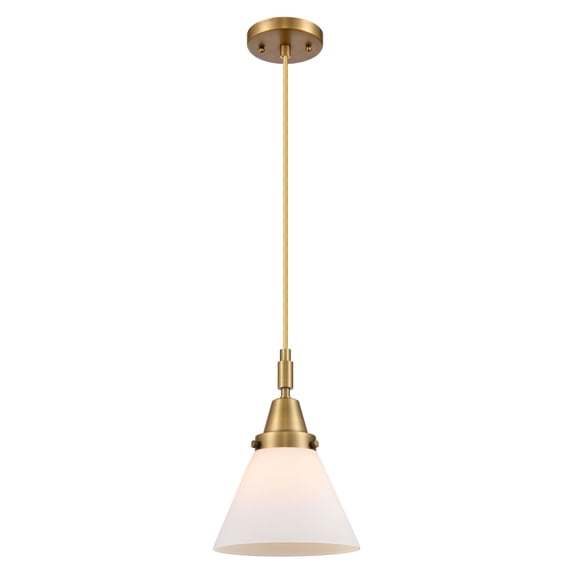 447-1P-BB-G41 Innovations Lighting Cone - 1 Light Cord Hung Mini Pendant-7.75 Inch Wide and 11.13 Inch Tall-Brushed Brass Finish-Matte White Glass