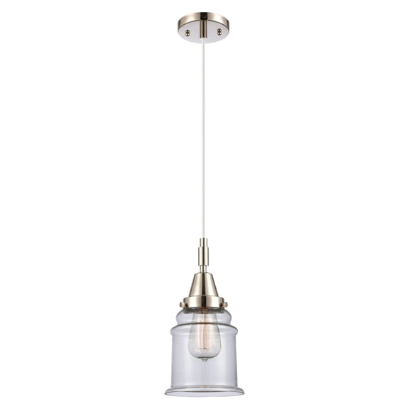447-1P-PN-G182 Innovations Lighting Canton - 1 Light Cord Hung Mini Pendant-11.13 Inch Tall and 6 Inch Wide-Polished Nickel Finish-Clear Glass Color
