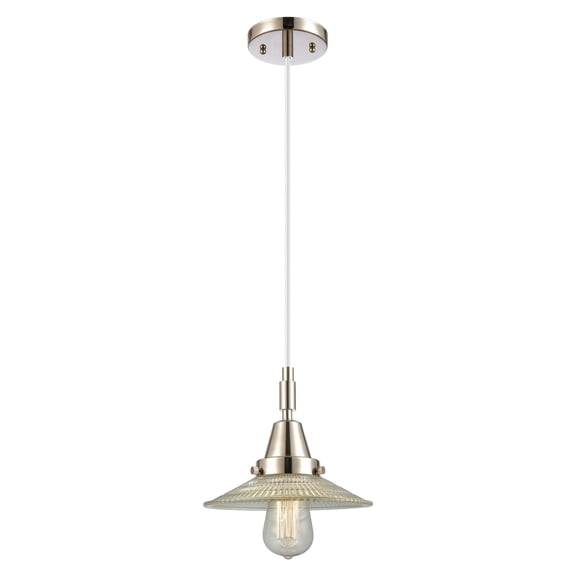447-1P-PN-G2 Innovations Lighting Halophane - 1 Light Cord Hung Mini Pendant-8.5 Inch Wide and 9.13 Inch Tall-Polished Nickel Finish-Clear Halophane