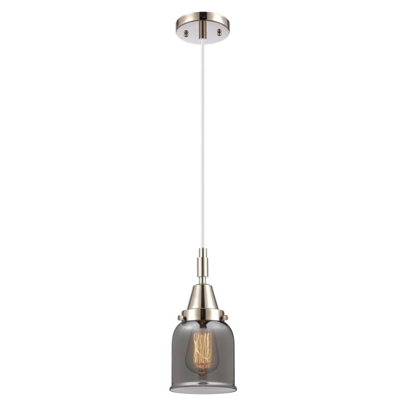 447-1P-PN-G53 Innovations Lighting Bell - 1 Light Cord Hung Mini Pendant-11.13 Inch Tall and 5 Inch Wide-Polished Nickel Finish-Light Smoke Glass
