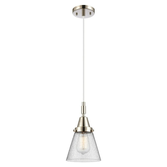 447-1P-PN-G64 Innovations Lighting Cone - 1 Light Cord Hung Mini Pendant-6.25 Inch Wide and 9.13 Inch Tall-Polished Nickel Finish-Seedy Glass Color
