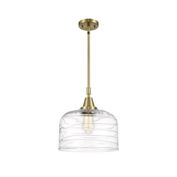 447-1S-AB-G713-L-Innovations Lighting-Bell - 1 Light Stem Hung Mini Pendant In Industrial Style-14.13 Inches Tall and 12 Inches Wide-Antique Brass