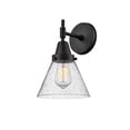 thumbnail image 1 of 447-1W-BK-G44 Innovations Lighting Cone - 1 Light Wall Sconce-11.25 Inches Tall and 7.75 Inches Wide-Matte Black Finish-Seedy Glass Color, 1 of 3