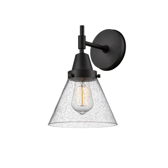 447-1W-BK-G44 Innovations Lighting Cone - 1 Light Wall Sconce-11.25 Inches Tall and 7.75 Inches Wide-Matte Black Finish-Seedy Glass Color
