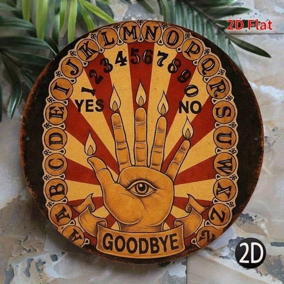 447 Ouija Board - Vintage Gothic 2D Flat Print Divination Sign With Eye Motif, Letters, Numbers For Wall Or Tabletop Decor