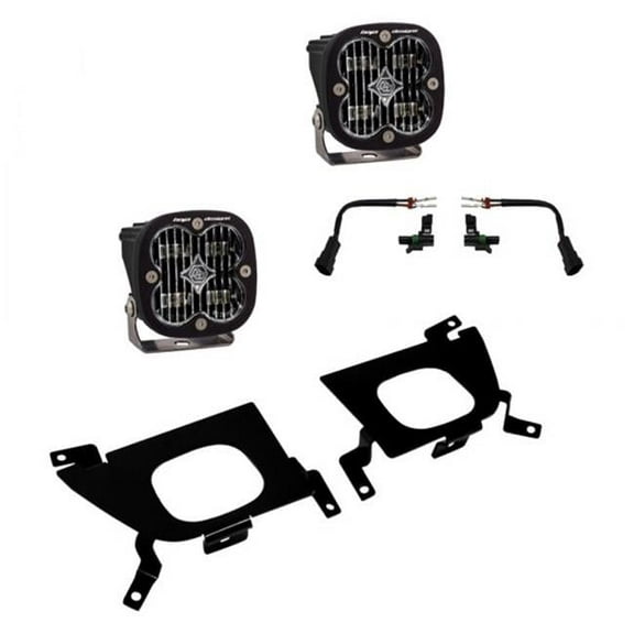 447528 3.1 in. Fog Light Location Mounted Squadron SAE 2x22W Square Wide Cornering Beam LED Light Kit for 2019-2021 Chevy Silverado 1500