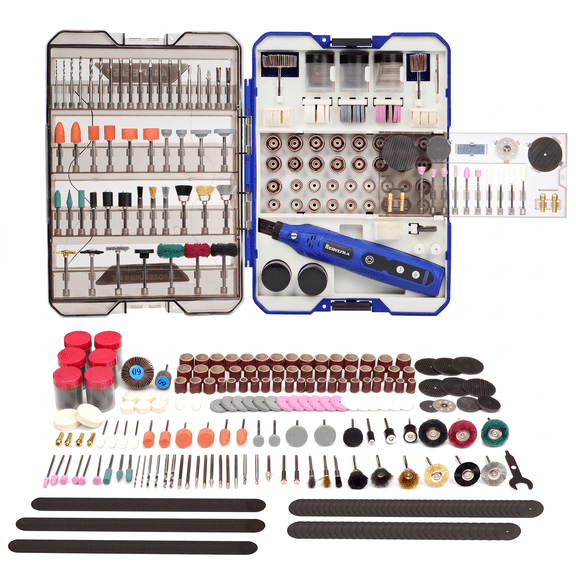 448pcs with Mini Cordless Rotary Tool, Fits Dremel Rotary Tools, Universal Fitment for Polishing, Sanding, Cutting, Drilling, Engraving, Grinding with Portable Tool Storage Case