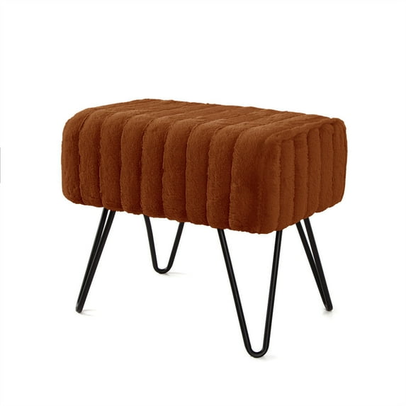 44Colors Home Soft Things Super Mink Faux Fur Pink Purple Ottoman Bench, Living Room Foot Rest Stool Entryway Makeup Bench End of Bed Bedroom Home Decor Chair for Sitting