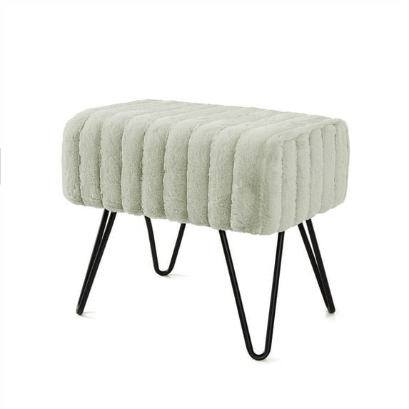 44Colors Home Soft Things Super Mink Faux Fur Pink Purple Ottoman Bench, Living Room Foot Rest Stool Entryway Makeup Bench End of Bed Bedroom Home Decor Chair for Sitting