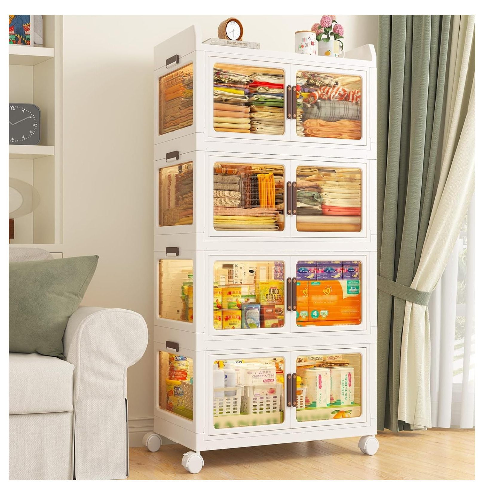 44GAL/176QT Storage Bins with Lids, Stackable Storage Bins with Wheels