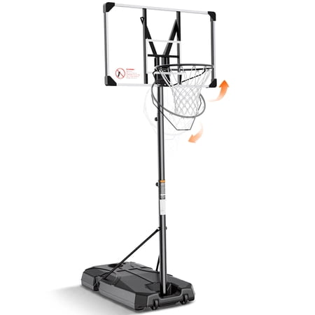 Naipo 44in basketball hoop 90° Fold Down Rim 7.55-10 FT Adjust Large Base portable basketball goal for All Ages