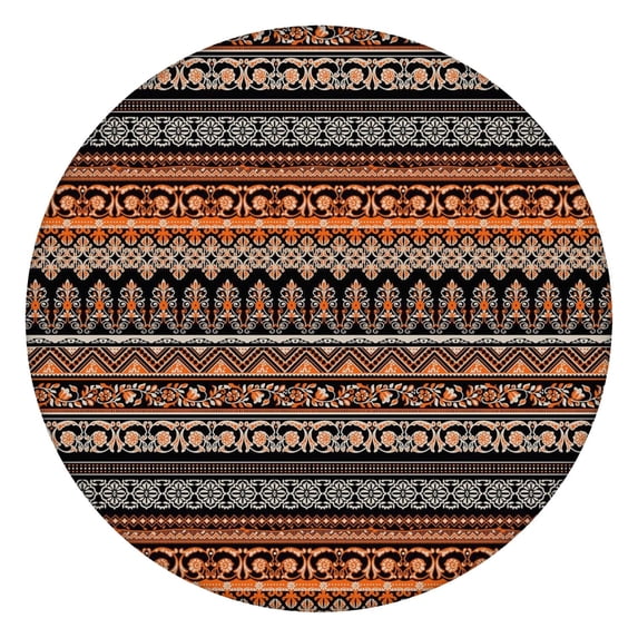 44Inch Boho Chic Floral Round Tablecloth with Elastic Hem, Stretchable Cover Fits 38"-42" Tables, Wrinkle Resistant Decor
