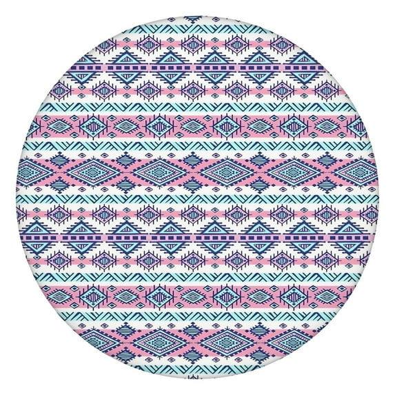 44Inch Round Tablecloth with Elastic Hem, Spillproof Cover in a Chic Boho Floral Print for 38"-42" Tables