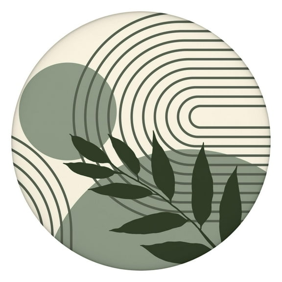 44Inch Stretch Round Tablecover with Elastic Band, Boho Floral Design Cloth for 38"-42" Tables, Indoor Outdoor Dining Use