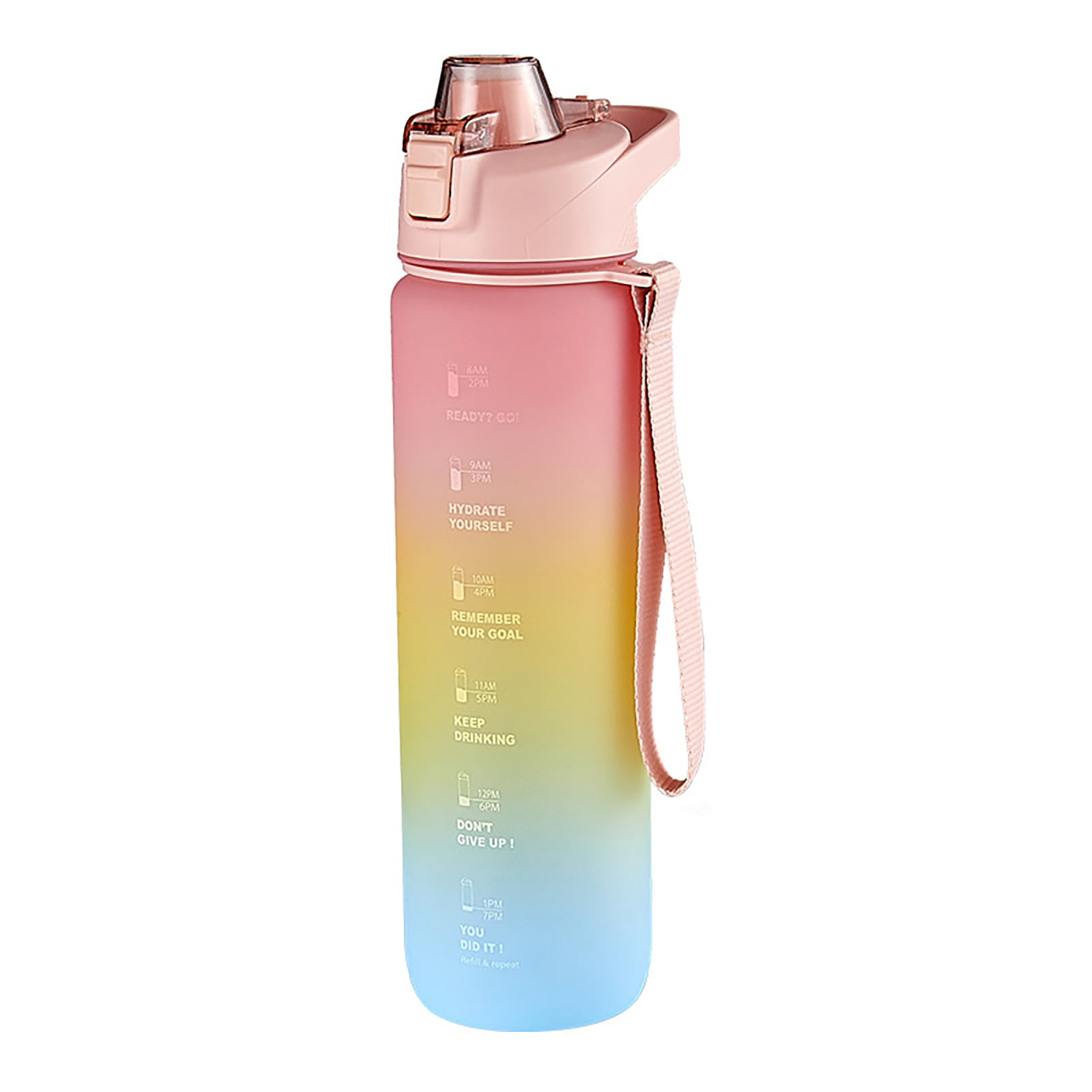 Sjenert 1000ml Colorful Motivational Sports Water Bottle with Time Marker Frosted Water Cup Outdoor Fitness Water Bottles Drinking Bottle(Orange)