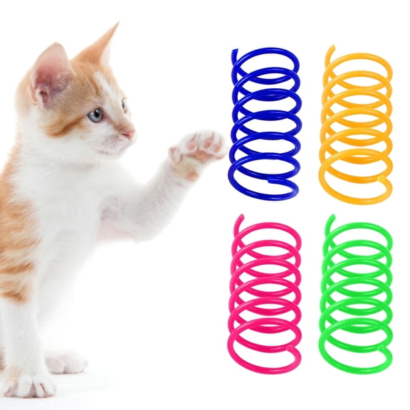44PCS 4 Colors Bouncy Tails Cat Toys,Cat Toy Springs,Cat Spiral Spring,Fly Chase Cat Toy for Indoor Cats,Durable Plastic Coils Colorful Cat Kitten Spring Toy Creative Toy for Swatting, Biting,Hunting