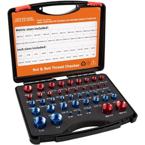 44PCS Nut and Bolt Thread Checker Set, Inch & Metric Thread Gauge Tool with Storage Case