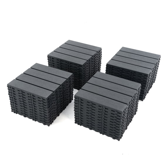44PCS Plastic Interlocking Deck Tiles,Patio Deck Tiles,12"x12" Square Waterproof Outdoor