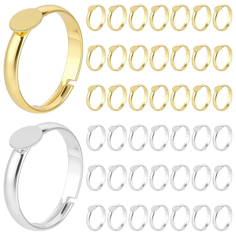 Pad Ring Base 44Pcs 2 Colors Adjustable Blank Rings Silver Golden Pad Ring Base Size ...