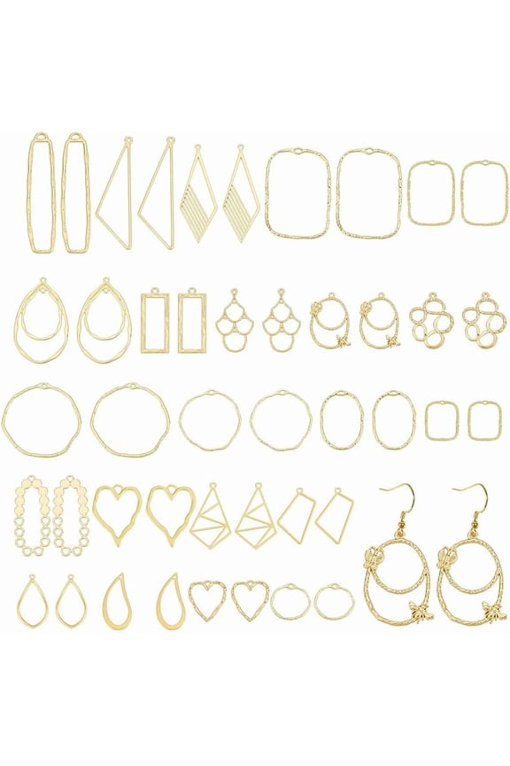 44Pcs 22 Styles Open Bezels for Resin Geometric Open Back Bezel Pendants Oval Hollow Charms Alloy Teardrop Frame Pendants Heart Open Frame Dangle Charms Molds for Resin Casting Jewelry MakingGolden