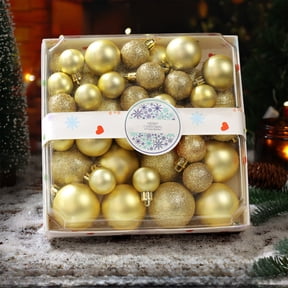 44Pcs 5Cm Transparent Gold Plastic Christmas Ball Ornaments Set, Shatterproof Assorted Texture Tree Baubles With Hanging Loops For Home Party Gift Wrap Holiday Decor