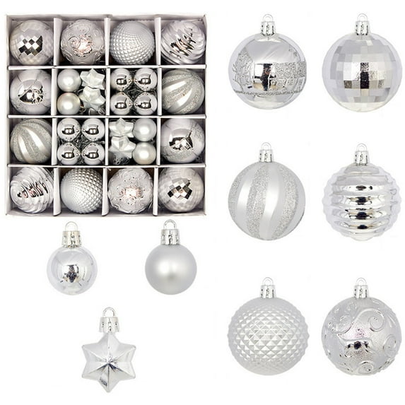 44Pcs Christmas Balls Ornaments Set, Colorful Shatterproof Plastic Balls With Hooks Decoration For Xmas Tree Wedding Holiday Party Supplies