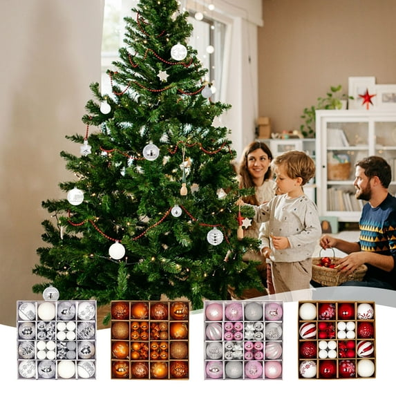 44Pcs Colorful Christmas Hanging Balls - Christmas Proof Ball Ornaments For Party Christmas Tree Supplies