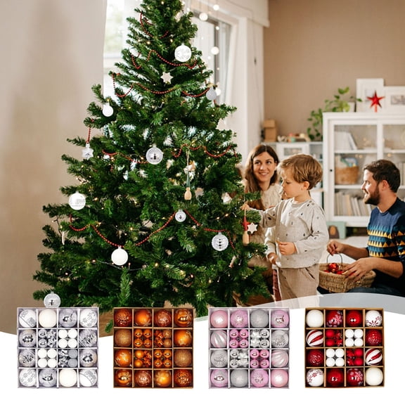 44Pcs Colorful Christmas Hanging Balls - Christmas Proof Ball Ornaments For Party Christmas Tree Supplies