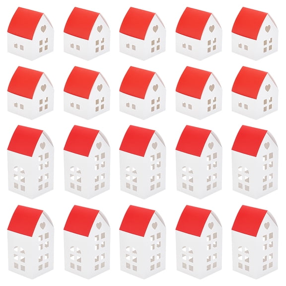 44Pcs Cottage House Shaped Gift Boxes 2 Styles Red Wedding Favor Box Decorative Ornament Boxes