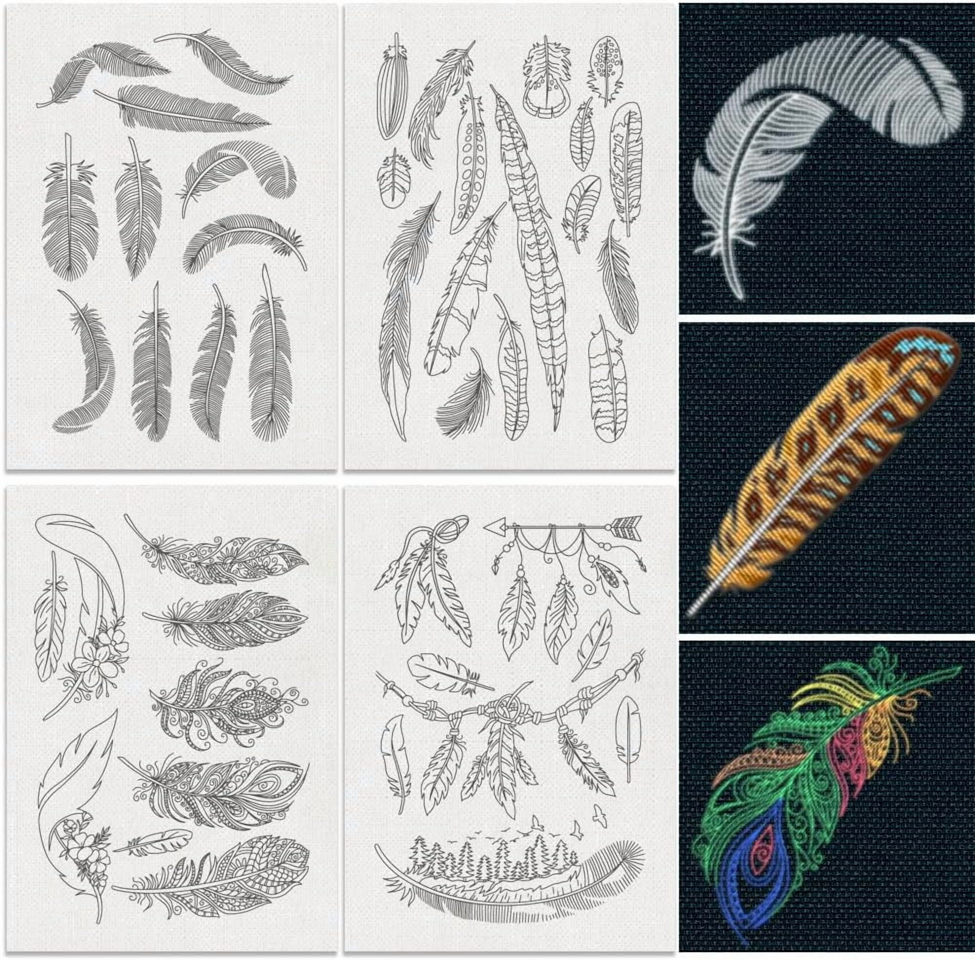 44Pcs Feathers Water Soluble Hand Sewing Stabilizers 8.3