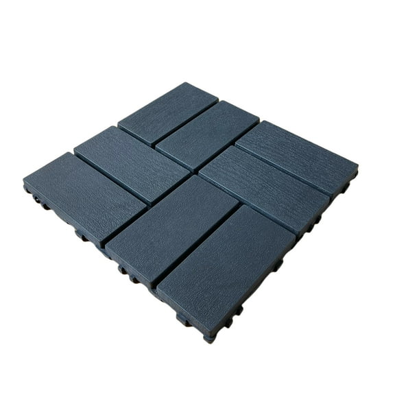 44Pcs Interlocking Outdoor Flooring, 1.8"x11.8" Square Plastic Deck Tiles for Backyard Garden Deck Poolside, All-Weather & Waterproof Patio Pavers Floor Tiles, Checker-Dark Gray