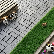 44Pcs Interlocking Patio Deck Tiles, 12 x 12in, Waterproof Floor Tiles for Porch, Poolside, Balcony, Backyard, Dark Gray