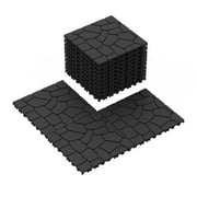 Kosynda 44Pcs Interlocking Patio Deck Tiles, Stone Texture, 12 x 12in, Waterproof Floor Tiles for Porch, Poolside, Balcony, Backyard, Dark Gray