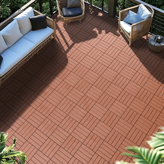 44Pcs Interlocking Plastic Deck Tiles ,All-Weather Patio Tiles,Floor Tiles for Poolside, Balcony,Indoor and Outdoor,Easy to Install and Clean