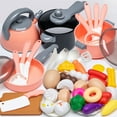 thumbnail image 1 of 44Pcs Kitchen Playset, Toddler Pretend Cooking Play Pots, Pans, Utensils Cookware, Daily Food Fruit Veges, Shopping Storage Basket, Dessert, Prop Money, Learning Gift for Child, 1 of 6