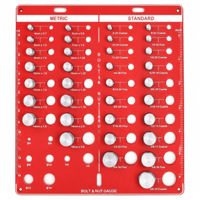 44Pcs Nut And Bolt Thread Checker Board, Thread Finder, Red Metal Tool With 19 Standard, 15 Metric Sizes, 8 Drill Bit Gauges & 6" Ruler, Fabrication Tools, Screw Size Identifier For DIY Enthusiasts