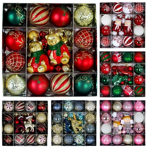 44Pcs Painted Christmas Balls Ornaments Sets, Exquisite Christmas Balls Pendants Props, Christmas Tree Balls Hanging Decorations Indoor, Christmas Decorations Balls for Party